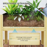 Outsunny Wooden Raised Garden Bed with Acrylic Panels, Raised Planter Box with Drainage Holes, 29.5" x 18.1" x 23.8"(m-6)