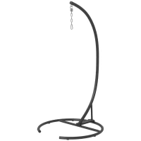 Outsunny Hanging Hammock Chair Stand with Round Base, Heavy Duty Hammock Stand Only with 330 lbs. Capacity, Black(m-2)