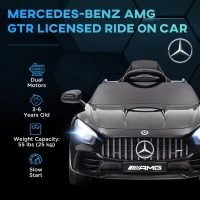 Qaba Mercedes-Benz AMG GTR Licensed 12V Battery Powered Kids Electric Car w/ Remote Control & Soft Start, Black(m-4)