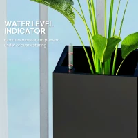 Outsunny 2 Pack Planter Box, 26 Inch Plastic Flower Pots with Water Level Indicator, Drainage Hole and Drain Plug, Black(m-5)