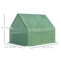 Outsunny Steel Outdoor Raised Garden Bed with Greenhouse,Cover, Roll Up Door, Dual Use, 50"x37.4"x36.2", Green(m-3)