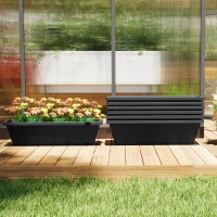 Outsunny Long Rectangular Flower Plant Pots, 7 Pack 23 Inches Window Boxes Planters for Windowsill, Garden, Black(m-7)