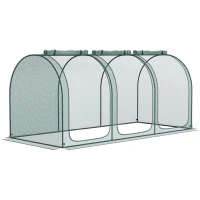 Outsunny 9' x 4' Crop Cage, Garden Plant Protector, with 3 Zippered Doors and 4 Ground Stakes, for Garden, Yard, Lawn, Green(m-11)