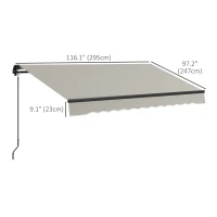 Outsunny 10' x 8' Retractable Awning, 280gsm UV Resistant Sunshade Shelter, for Deck, Balcony, Yard, Light Grey(m-3)