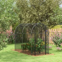 Outsunny Galvanized Steel Crop Cage, Plant Protection Tent with Zippered Door, 4' x 8', Black(m-1)