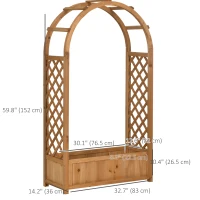 Outsunny Raised Garden Bed with Arch Trellis, Freestanding Outdoor Planter Box for Vine Climbing Plant Flower Herb, Brown(m-3)
