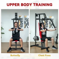 Soozier Chest Fly and Chest Press Machine for Back, Pectoral, Rear Deltoid and Shoulder Training, Black(m-4)