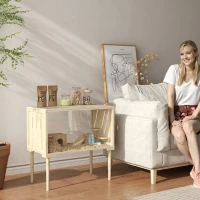 PawHut Wooden Hamster Cage with Legs, Gerbil Cage for Syrian, Dwarf, Mouse, 28" x 16" x 29.5", Nature Wood(m-10)