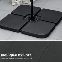 Outsunny 4 Piece Umbrella Base Stand w/ U Locking, 132 lb Capacity Water or 172 lb Capacity Sand, Black(m-6)