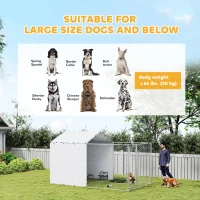 PawHut Galvanized Steel Dog Kennel Outdoor with Waterproof & UV-Resistant Cover for Large Dogs, 13.1' x 7.5' x 7.5'(m-7)