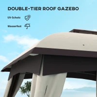 Outsunny 10' x 20' Patio Gazebo, Outdoor Gazebo Canopy Shelter with Netting, Vented Roof for Garden, Beige(m-4)