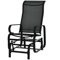 Outsunny Patio Glider with Breathable Mesh Fabric, Outdoor Glider Chair, Garden Rocking Gliding Seat for Patio, Yard, Porch, Black(m-11)