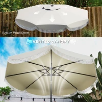Outsunny 9FT Patio Umbrella, UPF 30+ Outdoor Market Umbrella with Crank, 8 Ribs, Push Button Tilt, Vented Patio Table Umbrella for Deck Backyard Lawn, Light Gray(m-6)
