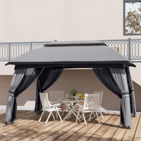 Outsunny 10' x 13' Patio Gazebo, Outdoor Gazebo Canopy Shelter with Netting, Vented Roof for Garden, Dark Gray(m-8)