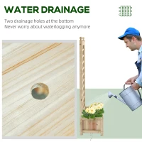 Outsunny Raised Garden Bed with Trellis, Wood Planter Box for Garden, Free Standing Flower Bed, 25.2" x 11" x 47.2" Natural Wood(m-5)