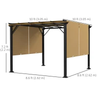 Outsunny 10' x 10' Retractable Pergola Canopy for Backyard, Brown(m-3)
