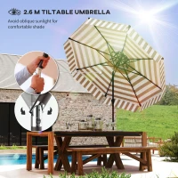 Outsunny 8.6FT Patio Umbrella, UPF 30+ Outdoor Market Umbrella, 2-Tier Vented Patio Table Umbrella with Crank 8 Ribs, Tiltable Porch Umbrella for Garden Deck Poolside, Light Gray(m-4)