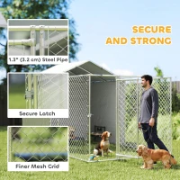 PawHut Galvanized Steel Dog Kennel Outdoor with Waterproof & UV-Resistant Cover for Large Dogs, 13.1' x 7.5' x 7.5'(m-6)