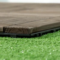 Outsunny 27 Pcs Wooden Interlocking Deck Tiles, 12" x 12" Non-slip Flooring Tiles for Indoor Outdoor Patio Balcony, Grey(m-7)