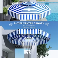 Outsunny 8.6FT Patio Umbrella, UPF 30+ Outdoor Market Umbrella, 2-Tier Vented Patio Table Umbrella with Crank 8 Ribs, Tiltable Porch Umbrella for Garden Deck Poolside, Navy Blue(m-6)