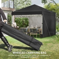 Outsunny 10' x 10' Pop Up Canopy with Sidewalls, Roller Bag, Height Adjustable Instant Tent for Outdoor Garden Patio, Black(m-9)