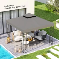Outsunny 10' x 10' Gazebo Canopy Replacement Cover, 2-Tier Garden Gazebo Roof Replacement, UPF30+, TOP COVER ONLY, Grey(m-1)