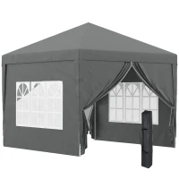 Outsunny 10'x10' Outdoor Pop Up Party Tent Wedding Gazebo Canopy with Carrying Bag (Dark Grey)(m-11)
