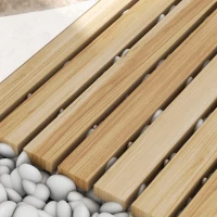 Outsunny 47" Wooden Garden Pathway, Outdoor Roll Out Straight Walkway, Garden Boardwalk for Wedding, Party, Natural Wood Finish(m-9)