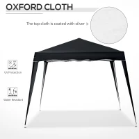 Outsunny 8' x 8' Pop Up Canopy, Outdoor Foldable Tent, Portable Canopy Tent with Carrying Bag for Camping, Party, Picnic, Black(m-7)