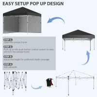 Outsunny 10' x 10' Pop Up Canopy with Sidewalls, Roller Bag, Height Adjustable Instant Tent for Outdoor Garden Patio, Black(m-5)