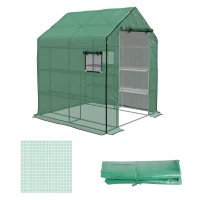 Outsunny 01-0472 Replacement Cover, 55" x 56.25" x 74.75" Walk-in Greenhouse Cover Reinforced Anti-Tear PE Hot House Cover, Green(m-1)