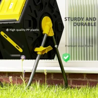 Outsunny Rotating Composter, Dual Chamber Compost Bin with 24 Vents and Steel Legs, 34.5 Gallon, Yellow and Green(m-7)