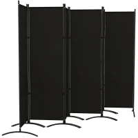 Outsunny 6 Panel Folding Room Divider, UV30+ Privacy Screen, Indoor Outdoor Privacy Panel with Stable Base, Black(m-2)