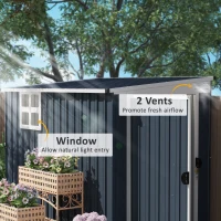 Outsunny 4' x 8' Outdoor Storage Shed, Metal Garden Shed with Window, 2 Vents and Lockable Door for Backyard, Garden, Patio(m-4)