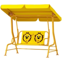 Qaba Kids Patio Swing Chair with Adjustable Canopy, Safety Belt for Patio, Garden, Poolside, Balcony, Yellow