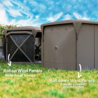 Outsunny 11 x 11ft Pop Up Gazebo Screen Tent with Removable Roof Cover, Roll-up Wind Panels for Camping, Backyard, Brown(m-6)