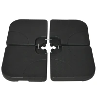 Outsunny 4 Piece Umbrella Base Stand w/ U Locking, 132 lb Capacity Water or 172 lb Capacity Sand, Black(m-2)