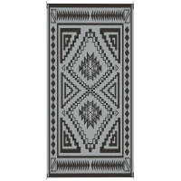 Outsunny Reversible Outdoor Rug, Waterproof Plastic Straw with Carry Bag, 9' x 18', Black & Gray Square Patchwork(m-1)