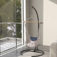 Outsunny Hanging Hammock Chair Stand with Round Base, Heavy Duty Hammock Stand Only with 330 lbs. Capacity, Black(m-9)