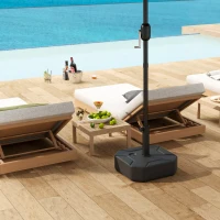 Outsunny Square Patio Umbrella Base Holder, Heavy Duty Outdoor Umbrella Stand Base, Filled Up to 55lbs with Stand or 44lbs with Water for Garden, Poolside, Black(m-7)
