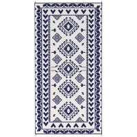 Outsunny Reversible Outdoor Rug, Waterproof Plastic Straw with Carry Bag, 9' x 18', Blue & White Rhombus Patchwork