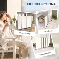 Outsunny 6 Panel Folding Room Divider, UV30+ Privacy Screen, Indoor Outdoor Privacy Panel with Stable Base, Beige(m-4)