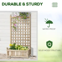 Outsunny Raised Garden Bed with Trellis, Wood Planter Box for Garden, Free Standing Flower Bed, 25.2" x 11" x 47.2" Natural Wood(m-6)