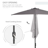 Outsunny 8ft Half Round Umbrella Outdoor Balcony Parasol Patio Garden Outdoor Window Sun Shade w/ 5 Ribs(m-4)