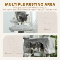 PawHut 53" Cat Tree Scratching Large Kitten Play House Multi-Level Activity Center Pet Furniture, Grey(m-6)