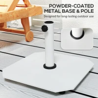 Outsunny Square Patio Umbrella Base, 41 lbs Metal Umbrella Stand Base with Adjustable Foot Pads, Heavy Duty Patio Umbrella Holder for 1.3"/1.5"/1.9" Umbrella Poles for Outdoor, Lawn, Poolside, White(m-5)