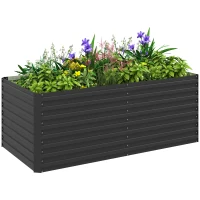 Outsunny 5' x 3' x 2' Raised Garden Bed, Galvanized Planter Box for Growing Flowers, Herbs and Vegetables, Dark Grey(m-11)