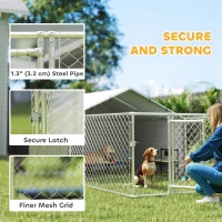 PawHut Galvanized Steel Dog Kennel Outdoor with Waterproof & UV-Resistant Cover for Large Dogs, 13.1' x 7.5' x 4.9'(m-6)
