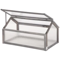 Outsunny Wooden Cold Frame Greenhouse Garden Portable Raised Planter with Openable Top for Indoor, Outdoor, Flowers, Vegetables, Plants, 35.5" x 20.5" x 19.5", Grey(m-11)