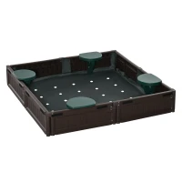Outsunny Kids Outdoor Sandbox with Cover Garden Bed, Easy Assembly for Backyard, Brown, 48.5" x 48.5" x 8.25"(m-11)